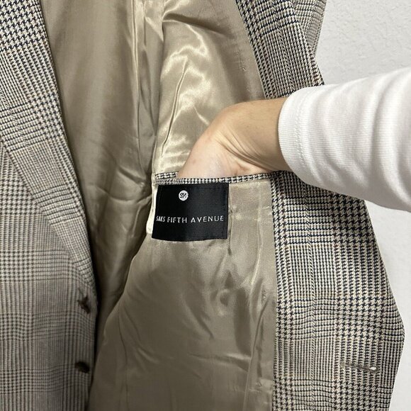 Vintage Burberry’s Houndstooth Brown Suit Jacket Mens Size 44R L/XL *Read - Picture 12 of 13